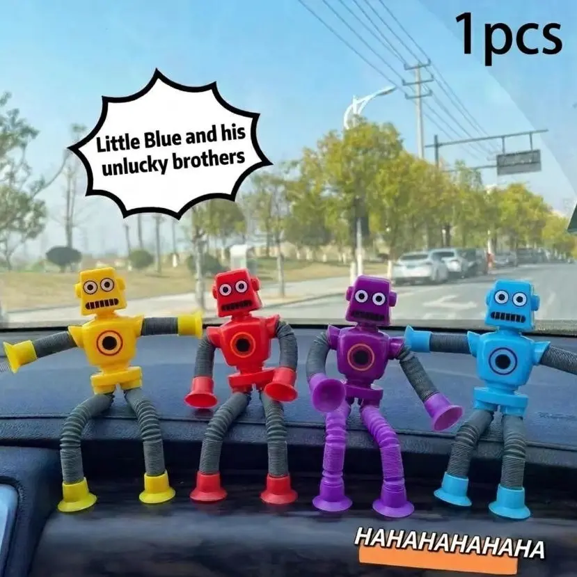 Cartoon Suction Cup Stretchable Robot Toy, Transformative Shape Pull Tube Robot, Interactive Stress Relief Toy for Children