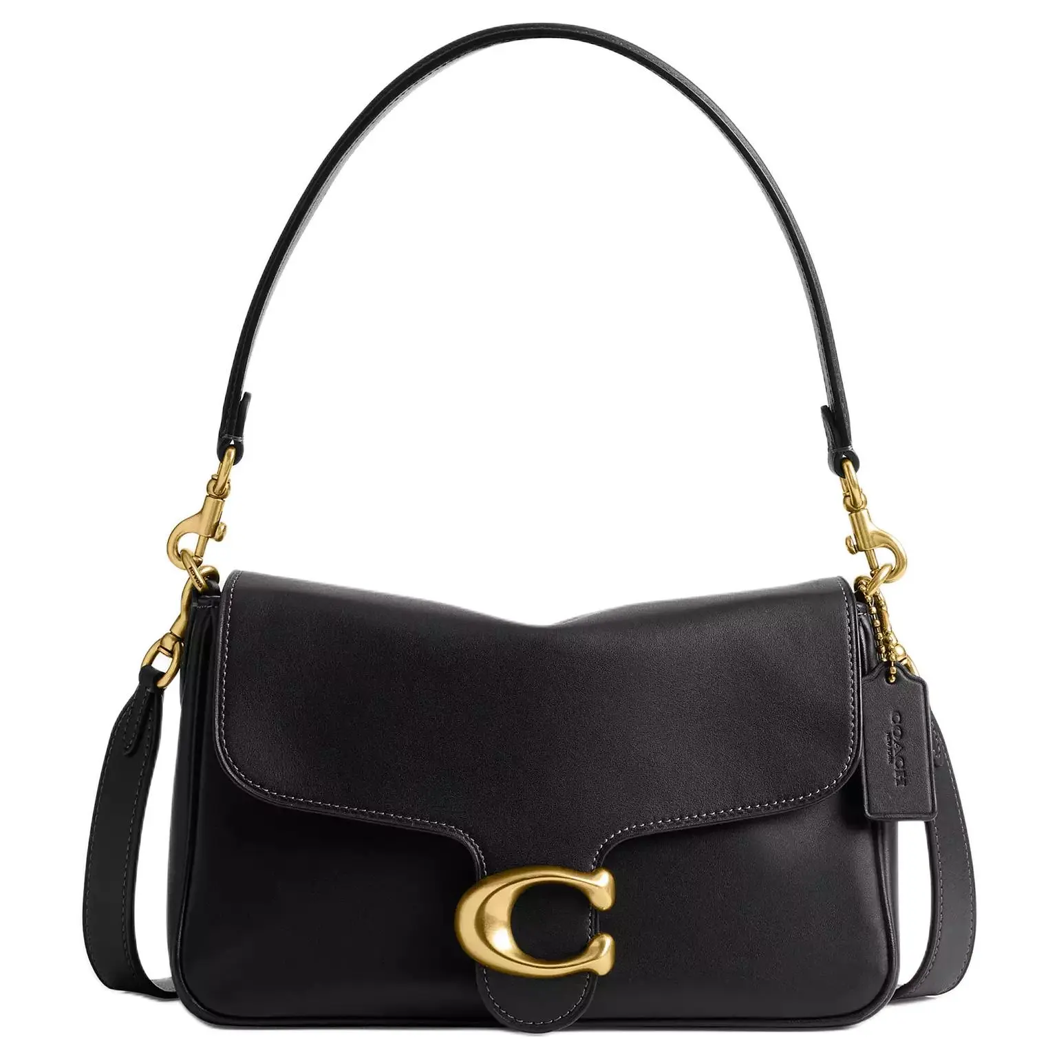 Coach Soft Tabby 25 Leather Handbag for Women, Medium Size, Logo Detail, Black