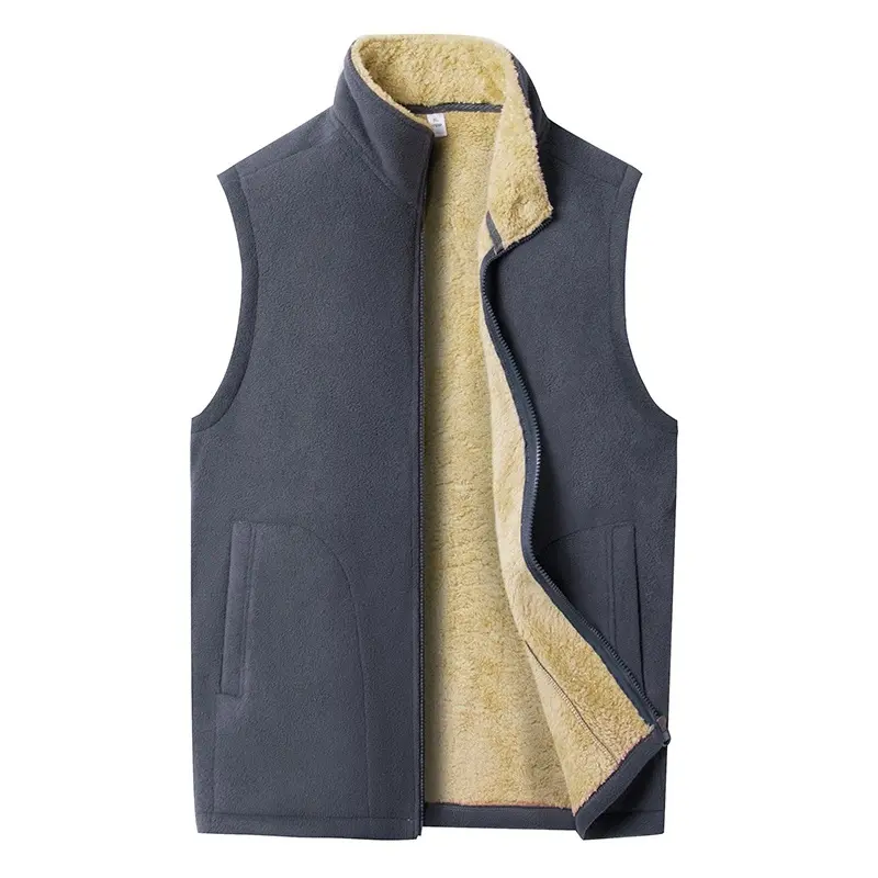 Men's Sherpa Lined Fleece Vest Stand Collar Zip Sleeveless Jacket Winter Warm Thermal Bodywarmer Outdoor Casual Layering Coat cozy soft cool clean chic active sporty premium classic stylish durable trendy relaxed comfy modern vibe urban casual hype