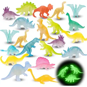 48Pcs Glow in Dark Mini Dinosaur Figures Kids Easter Egg Fillers Basket School Birthday Party Favors Supplies Dino Cupcake Toppers Pinata Goodie Bags Stuffers Classroom Prizes Carnival Bulk Toy Giftfidget toys