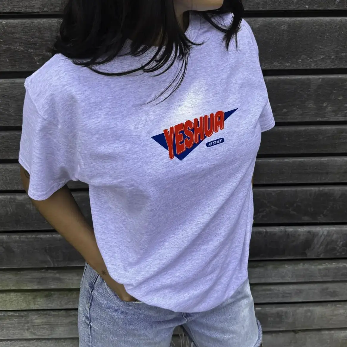Vintage Yeshua Saves Graphic T-Shirt for Men & Women, Christian Fitted Cut Crew Neck Tee, Machine Washable Gift, Casual Top, Yeshua Print, Round Neck, Tshirt, Shortsleeve, All Seasons, Casual Wear