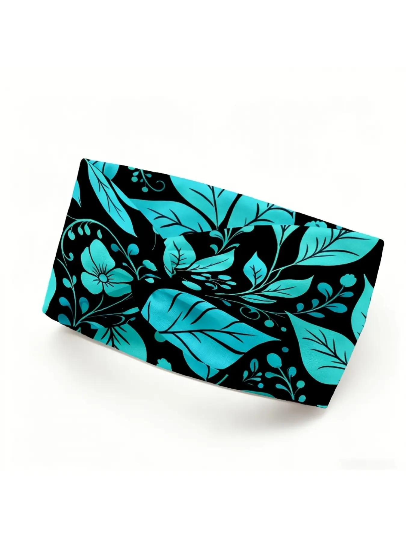 1pc 2D Flat Print Turquoise Leaf Vein Vine Pattern Headband, Yoga/Gym/Running, Travel/Picnic/Beach, Non-Slip/Wide Band/Elastic, Headband