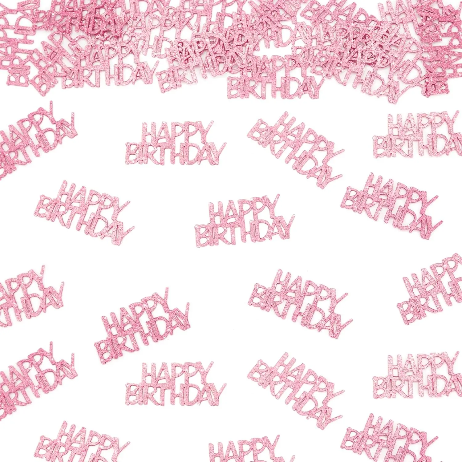 100PC Bulk Pack Pink Happy Birthday Confetti - Light Pink Glitter Scatters for Baby Girl Birthday Party Table Decorations Supplies
