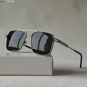 Large-Frame Double Bridge Square Sunglasses - Large-Shaped Men's Sunglasses, Hollow-Temple Design, Polarized UV400 Protection, Unisex Fashion Eyewear for Driving, Daily Use