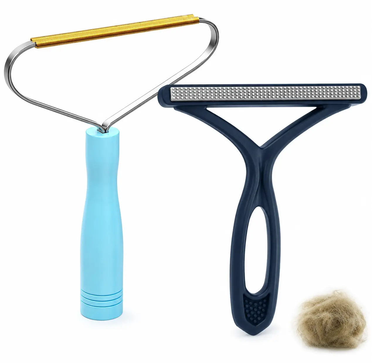 2-Piece Aluminum Pet Hair Removal Kit - Carpet Rake, Fabric-Safe Fur Removal Tool for Dog & Cat Fur on Rug, Clothes, Blanket, Clean Solution, 5.51in×4.92in, 6.7in×5.3in