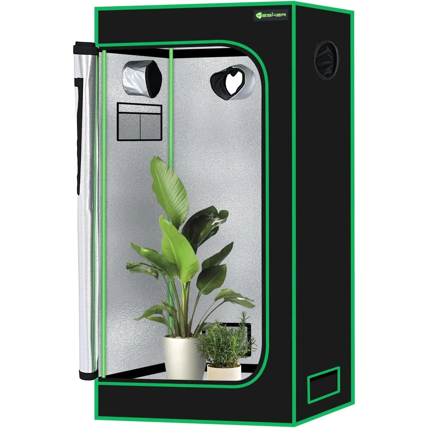 Yesker 2x2 Grow Tent 24 Inchx24 Inchx48 Inch High Reflective Mylar Small Indoor Growing Tents 600D Oxford Cloth with Observation Window and Removable Floor Tray for Hydroponics Indoor Plants Fruit Flower Growing
