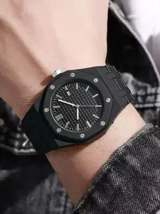 New Fashion Men's Watch with Calendar, Stylish Plastic Quartz Analog Wristwatch, Trendy and Versatile, Perfect for Everyday Wear