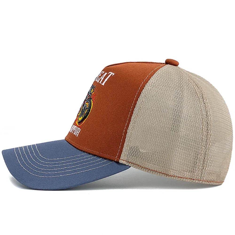 Hot Sale Motorcycle Embroidered Trucker Hat Flame Biker Patch Baseball Cap For Man Woman Breathable Streetwear Summer Mesh Caps