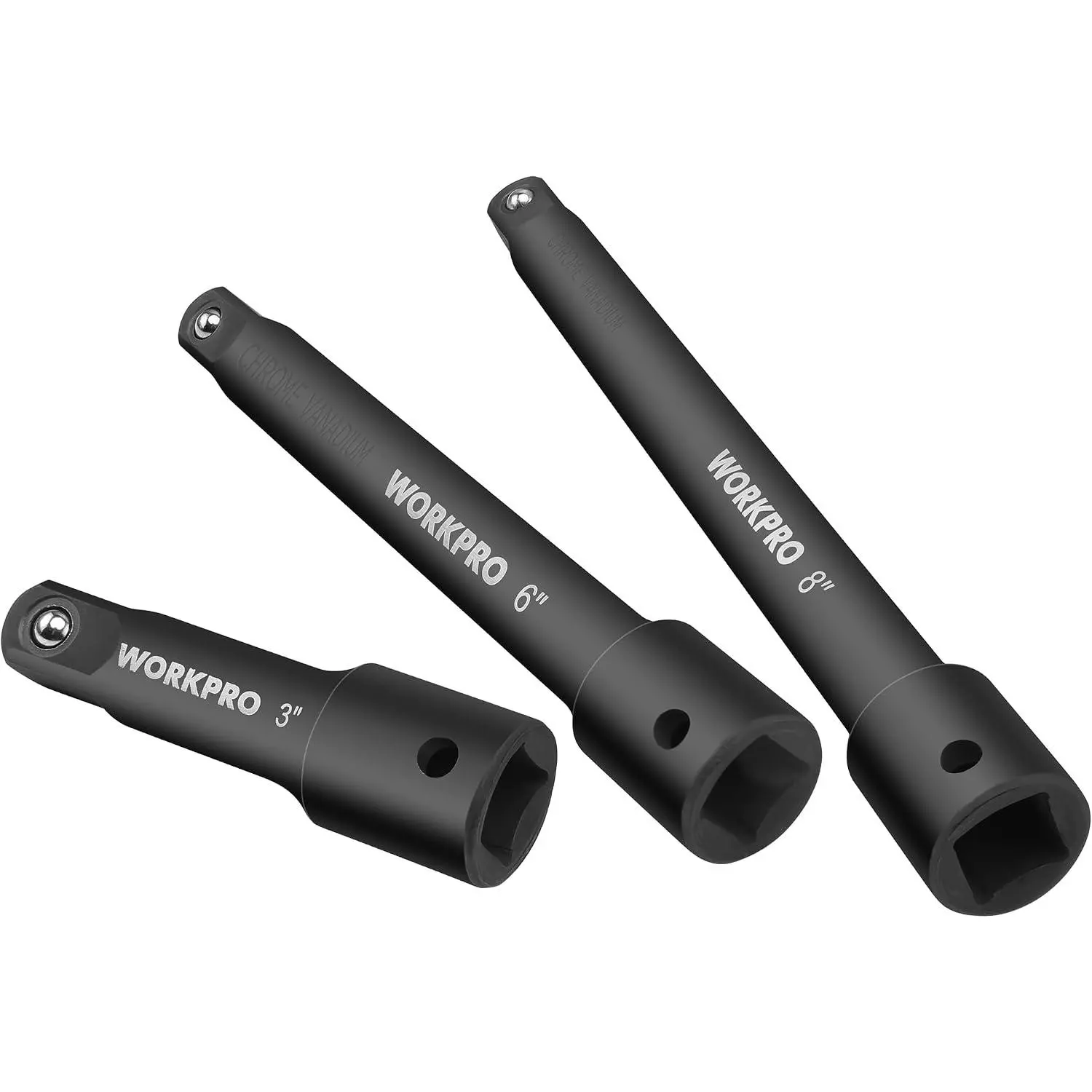 1/2" Drive Impact Extension Bar Set, Socket Extensions | 3 PCS Socket Extensions, 3”, 6” and 8” Length, Premium Chrome Vanadium Steel