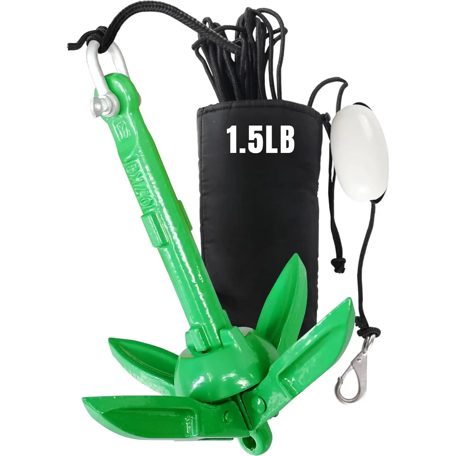 Kayak Anchor Kit, 1.5/3.5 LB Folding Grapnel Anchor with 32 FT Marine Rope, Portable Anchor for Kayak Canoe SUP Paddle Board Jet Ski, Folding Boat Anchor with Storage Bag