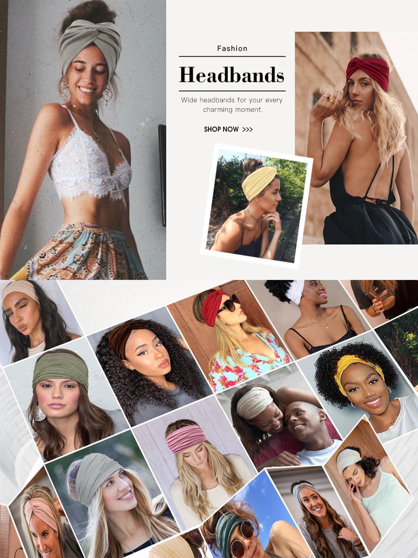 Solid Color Wide Hair Band, Boho Style Hair Accessories for Women & Girls, Minimalist Headwear Suitable for Thick Hair, Headbands Women