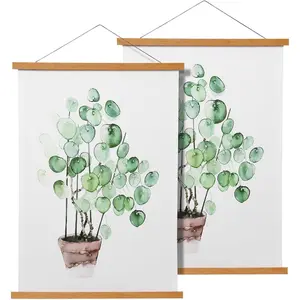 Magnetic Poster Hanger Frame for 12x16 12x18 12x12 Movie Music Posters Wall Art, 2 Pack Wood Picture Frames for Large Canvas Diamond Map Decor, Living Room Calendar Banner Tapestry Photo Hanging Stand
