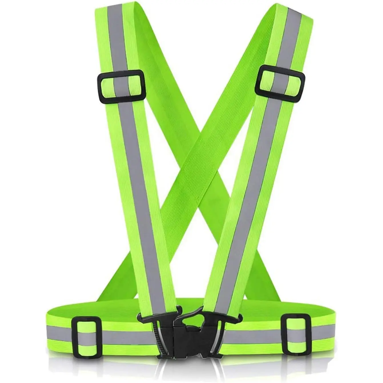 Reflective Vests 2-Pack, Unisex Adjustable Striped Nylon-Polyester Safety Gear with 360-Degree High Visibility for Running and Biking, Stripe
