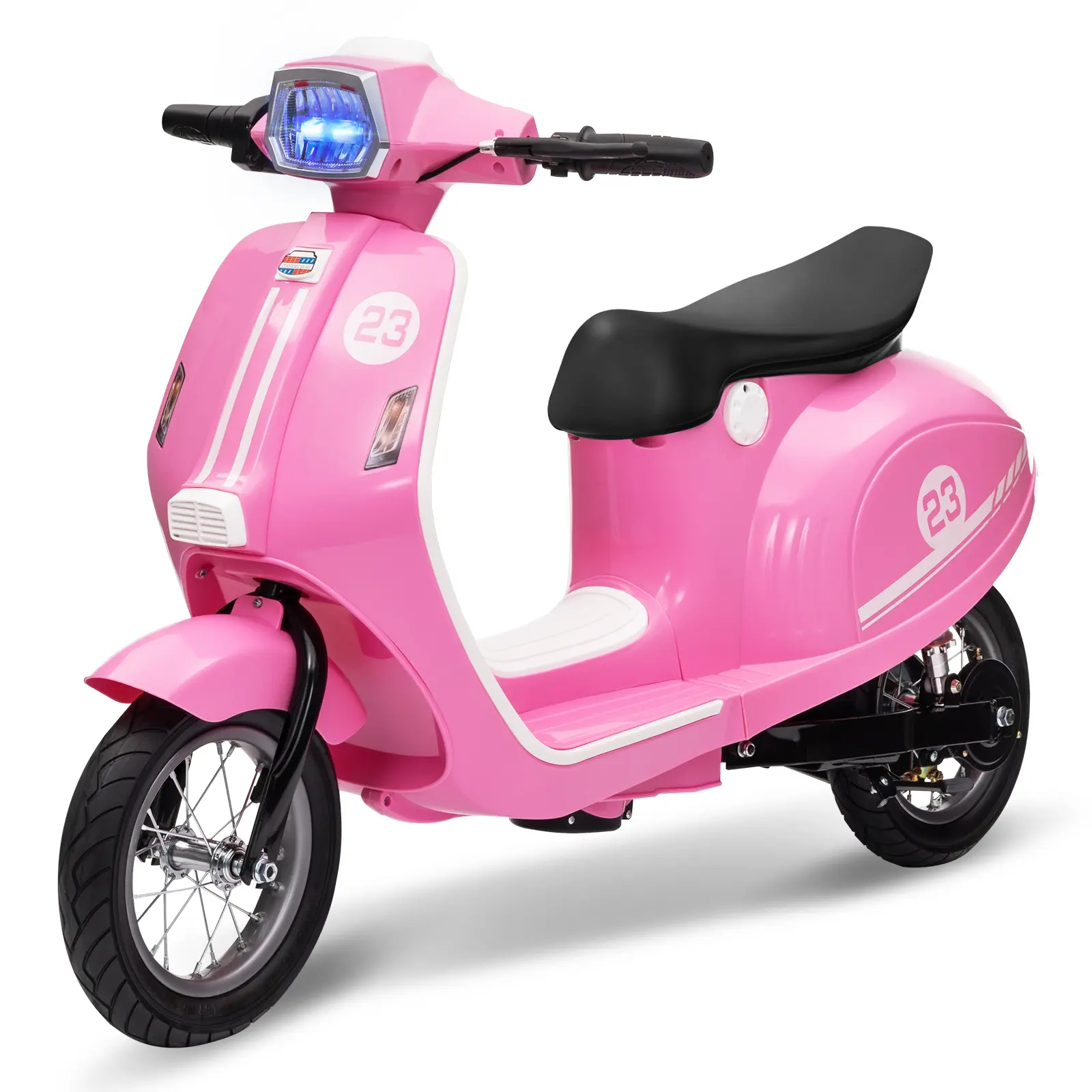 24V Electric Ride-On Moped Scooter – Up to 14MPH, Rear Brake, LED Lights, Twist Grip Throttle for Ages 8-12 Boys & Girls