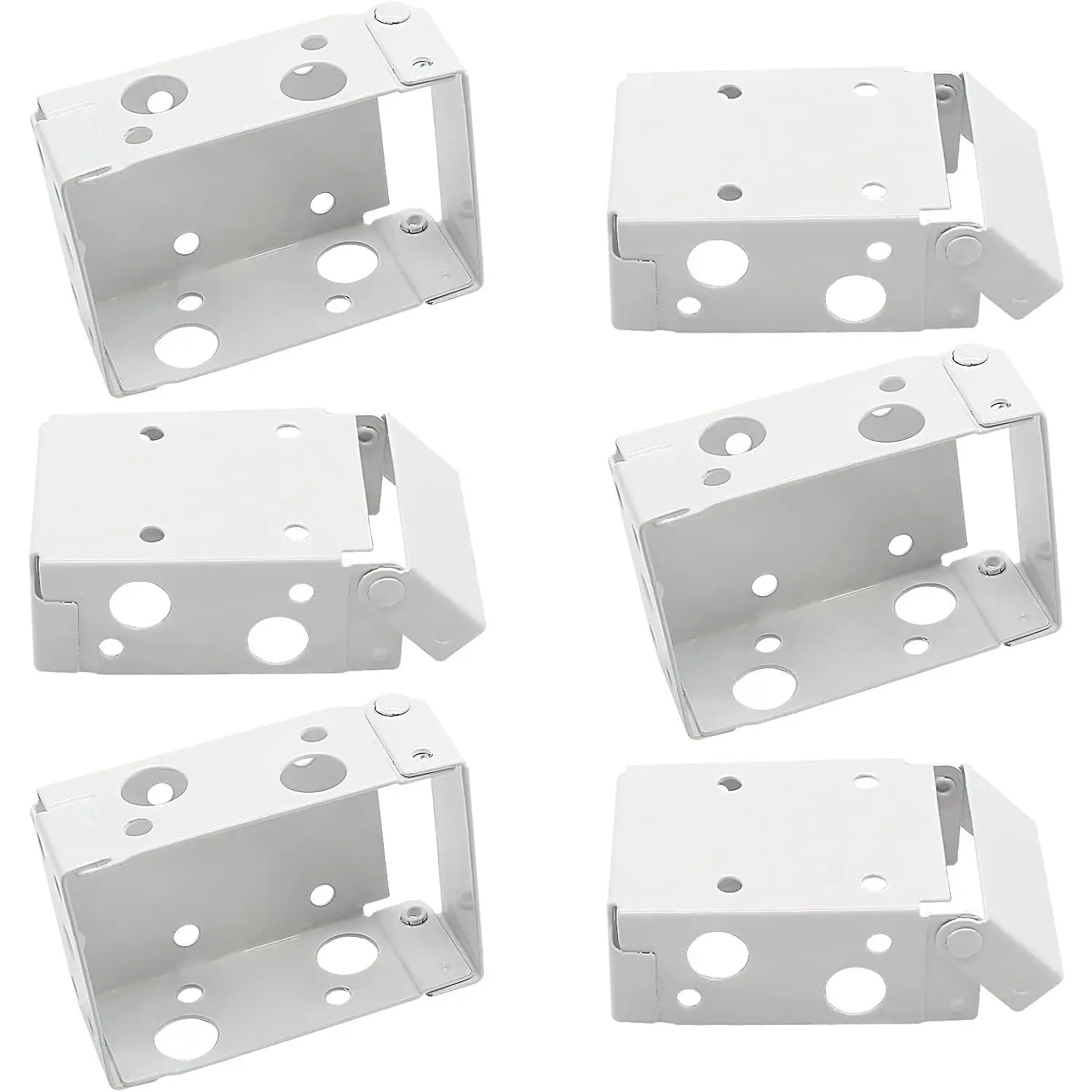 6 count Blind Brackets, 2.5 Inch White Low Profile Box Mounting Brackets for Window Blinds Headrail, Outer Size 2.66 Inch
