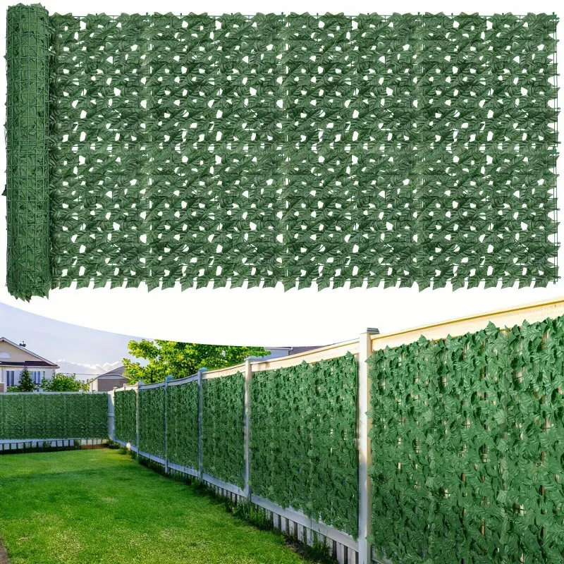 2 Pack 40"x120" Artificial Ivy Privacy Fence Screen Outdoor UV Resistant Fake Greenery Decorative Fencing Panel Realistic Lush Leaves Plastic Design for Patio Balcony Garden Backyard Low Maintenance Instant Privacy Wall