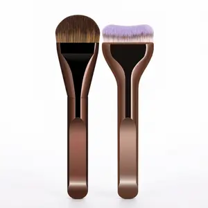 2-pack foundation brushes, ultra-thin widened tongue-shaped foundation brushes, flawless concealer pillow-shaped flat head soft bristles makeup tools, contour face brushes (pink and gold), Essential Brushes
