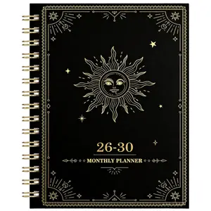 2026-2030 Monthly Planner/Calendar - January 2026 to December 2030, 5-Year Monthly Planner, Black Star Element Themed Cover Design Notebook, Yearly Calendar Planning, Monthly Tabs, 60-Month Calendar, 5.5 x 8.3 inches, Thick Paper, Elastic Cover, Durable D