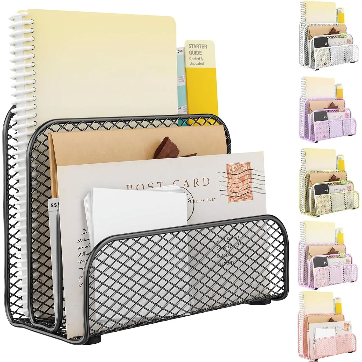 Mail Organizer Countertop | Mail Sorter with 3-Slot Mail Holder Letter Holder for Desk Bill Organizer for Office Receipts and Letter Paper Storage(Black)