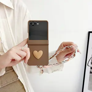 Compatible with Z Flip 7/ Z Flip 7FE/Flip 6/Z Flip 5 Integrated Heart with lanyard phone case -hn629-1