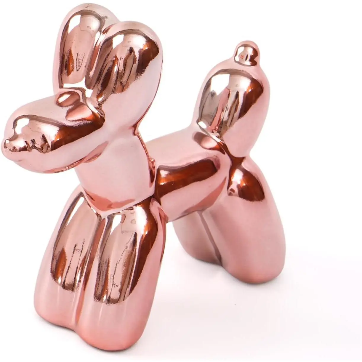 Pink Ceramic Balloon Dog Sculpture - Smooth, Shiny Handmade Decorative Craft for Living Room Desktop Home Accents, Ideal Gift