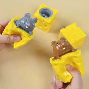 Mouse Squishy Toy Cheese Stress Ball Squishy Rat Squeeze Cheese Fidgets Squishy Mice Toy Stress Novelty Toy for People Best Gift