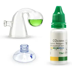 CO2 Glass Drop Checker Aquatic CO2 Test Monitor Kit for Fish Tank Planted Aquarium with Solution & Suction Cups