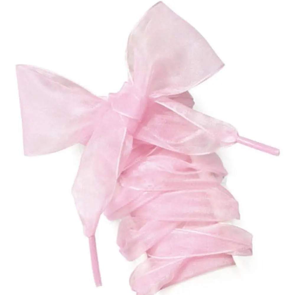 Satin Ribbon Shoe Laces Sneakers, Flat Lace Shoelaces Women Girls Shoestrings 4CM Wide