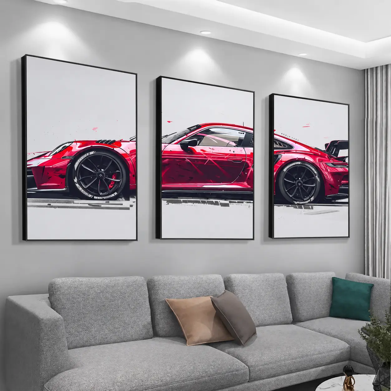 NBHYK Porsche 911 GT3 RS Vehicles Canvas Poster Print Set of 3 - Lightweight Abstract Art, Eco-Friendly Home Decor for Men's Bedroom, Modern Office Wall Art Gift