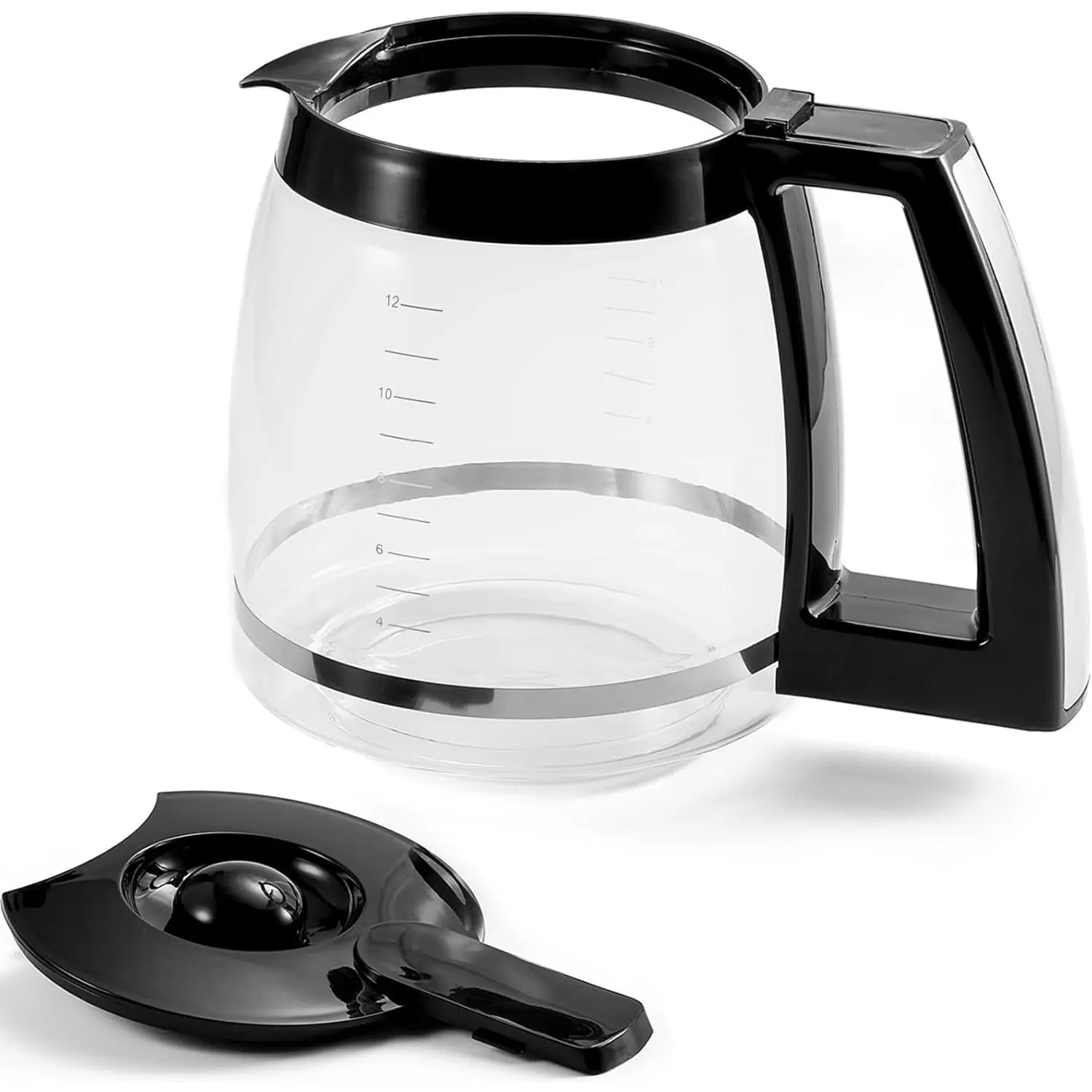 12‑Cup Replacement Glass Coffee Carafe, Coffee Pot Replacement Part, Compatible With Multiple Coffee Machine Models DCC‑1100BK, DCC‑1200PRC, DCC‑2650, DGB500BK
