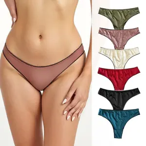 Women's 6-Pcs Minimalist Triangle Cut Mid-Waist Panties, Breathable Pure Cotton Crotch, Solid Color, Plus Size All-Season Comfy Sport & Outdoor Underwear