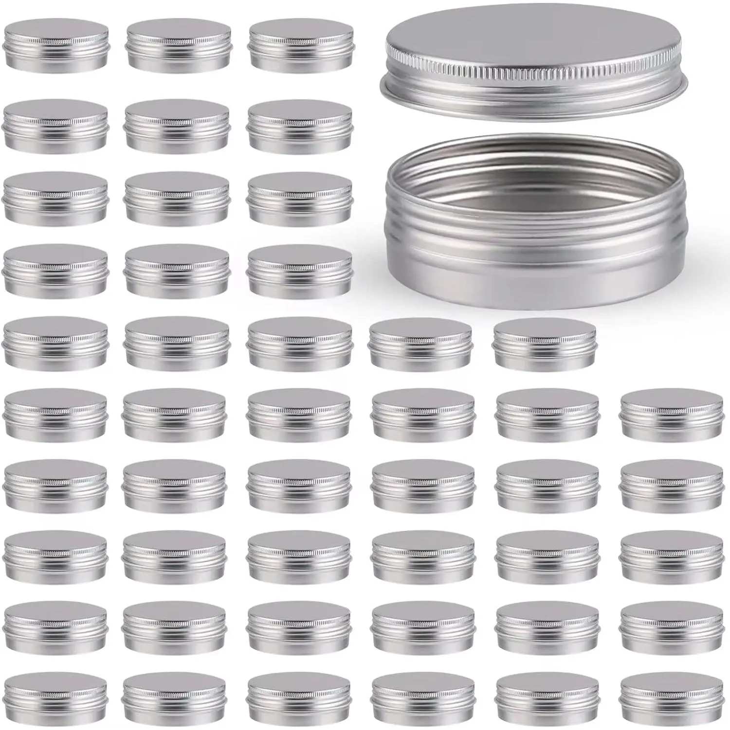 48 count  Round Cans with Lid, 2 Oz Metal Tins  Candle Containers with Screw Tops for Crafts,  Storage, DIY ()