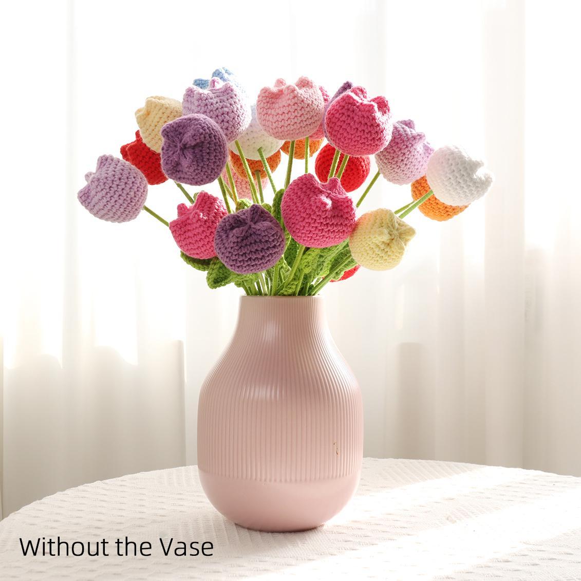 Handmade Knitted Tulip Bouquet, Crochet Flower Bouquet, 10/20/30 Stems Artificial Flowers, Easter and Mother's Day Gift, Home Decor, Bedroom Decoration #TOP PICKS