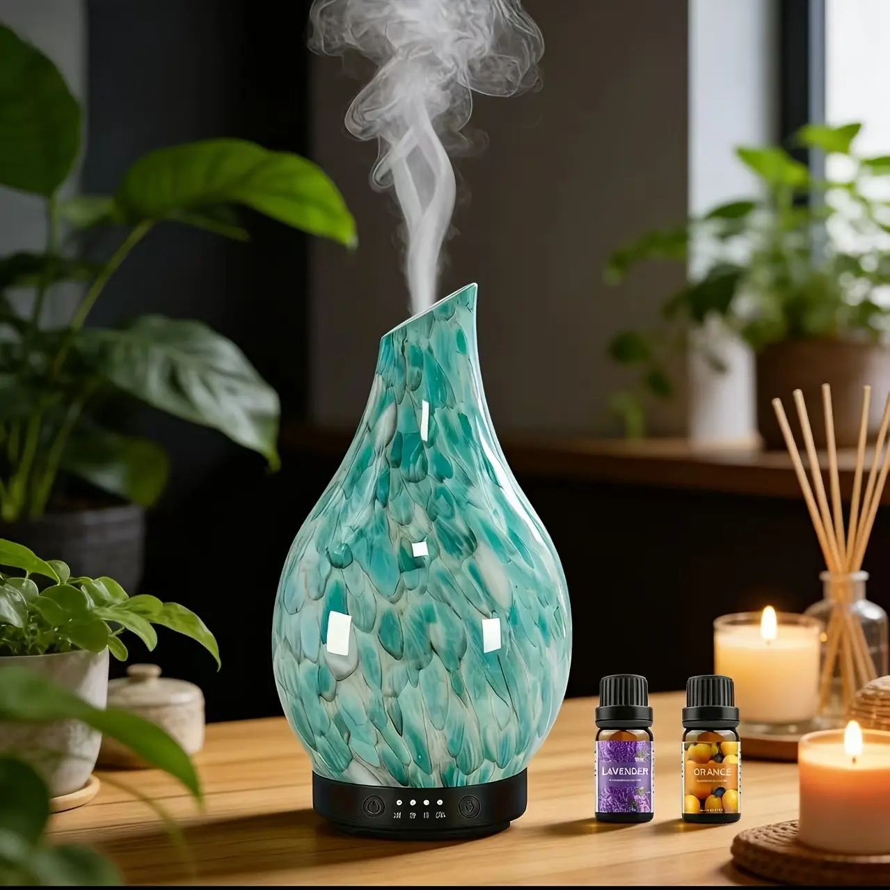 Essential Oil Diffuser, 4.06oz Water Tank, Handmade BPA Free Glass, Automatic Shut-off And 4 Timer Settings, 7 Color Changing LEDs, USB Power Supply, Suitable for Home, Yoga, Office, Diffuser, Fashion Design, High-end Diffuser, USB Diffuser