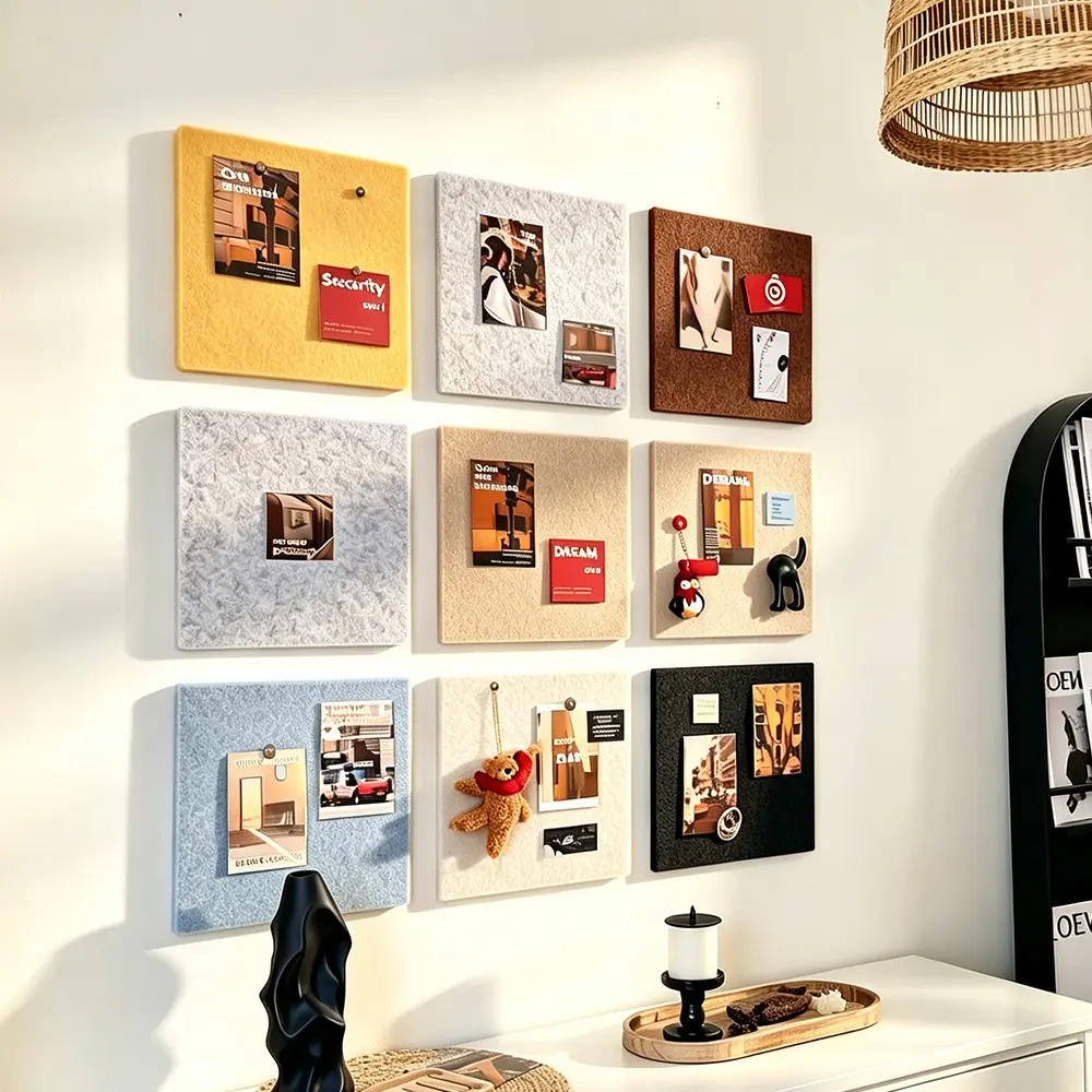 Felt Bulletin Board Tiles, 4/6/9 Pack, 11.8 X 11.8 Inches, Cork Board Alternative, Easy Setup with Push Pins & Velcro, Modern Memo Photo Board