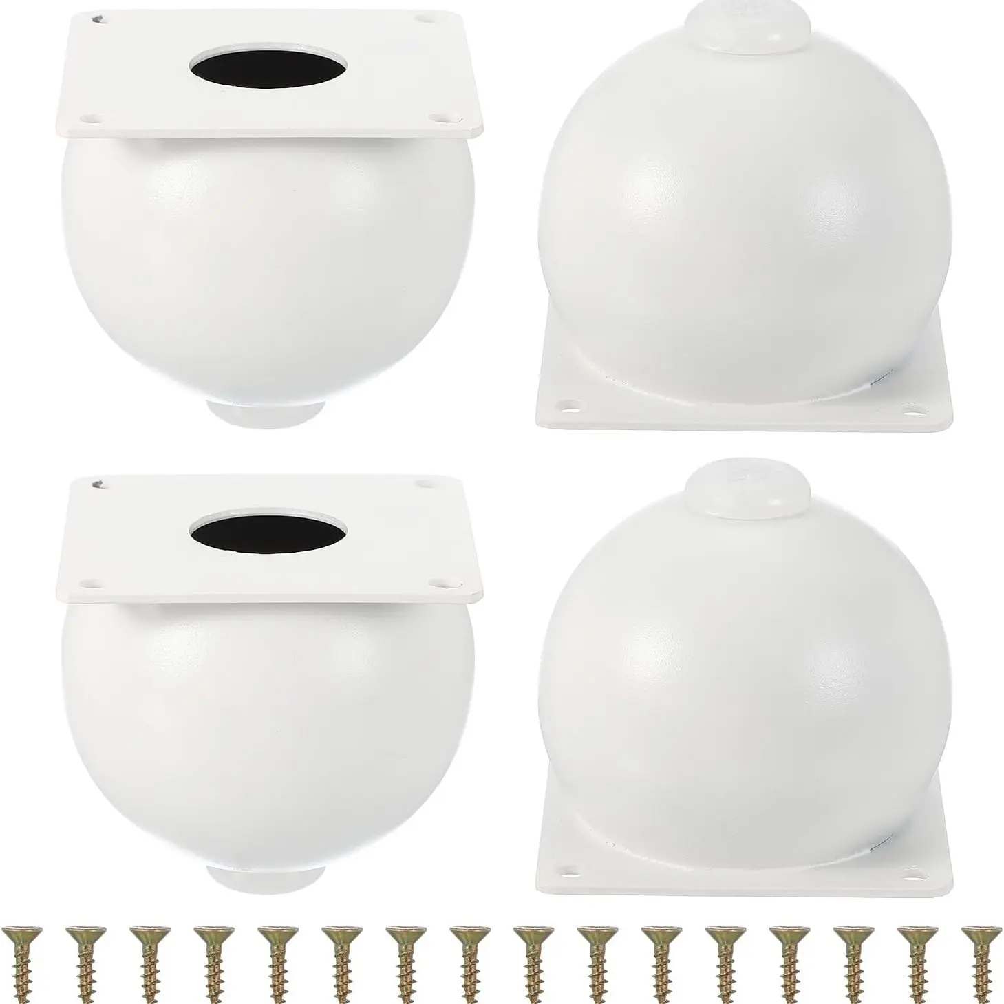 Metal Furniture Legs, Round Sofa, Cabinet, Bed, Modern Metal Legs, Furniture Feet Set of 4 with Rubber Base(White), Hardware