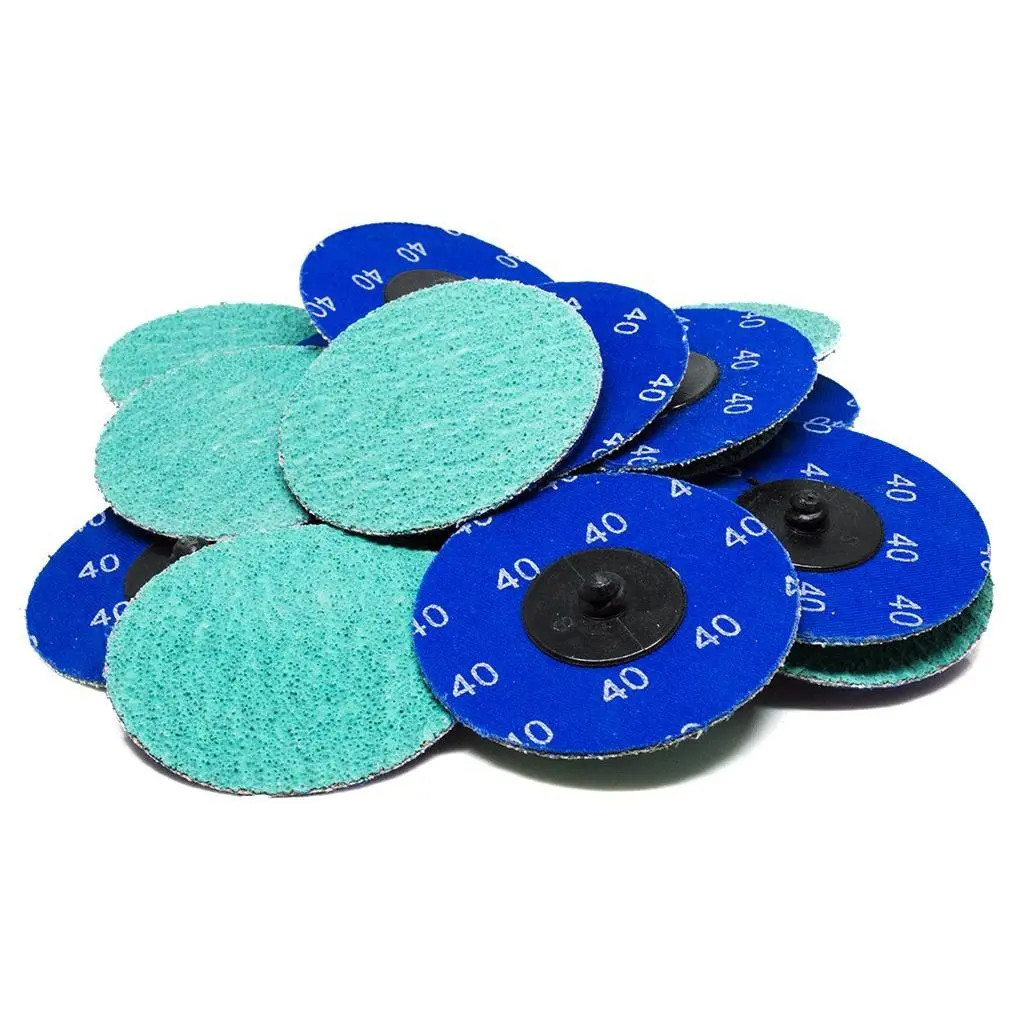 3 Inch Green Zirconia Quick Change Sanding Disc Set - 36 Grit, Male R Type Backing, Drill-Compatible, 25-Pack for Metal Finishing, Rust Removal