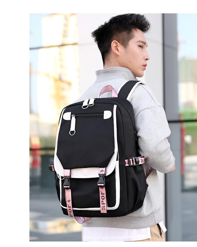 Cross-border Casual Korean Style Backpack Outdoor Large Capacity Junior High School Student Solid Color Simple Multi-layer Laptop Backpack