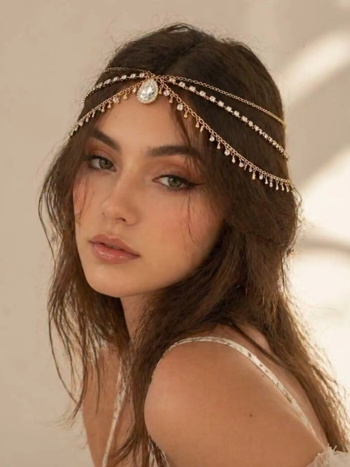 Bohemian Wedding Hair Chain, Multi-Layer Tassel Headband, Bridal Accessory, Plain Style, All Seasons