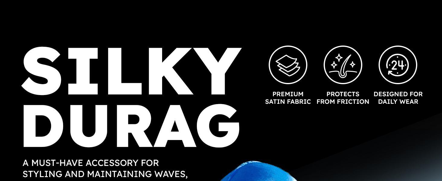 BIGWIG Silky Durag - Multi Colour Options | Premium Silk Du Rags for Men & Women | Perfect For 360 Waves, Braids & Locs | Wide & Long Tail | Ultra-Soft & Wrinkle Free Satin | Black Owned Business