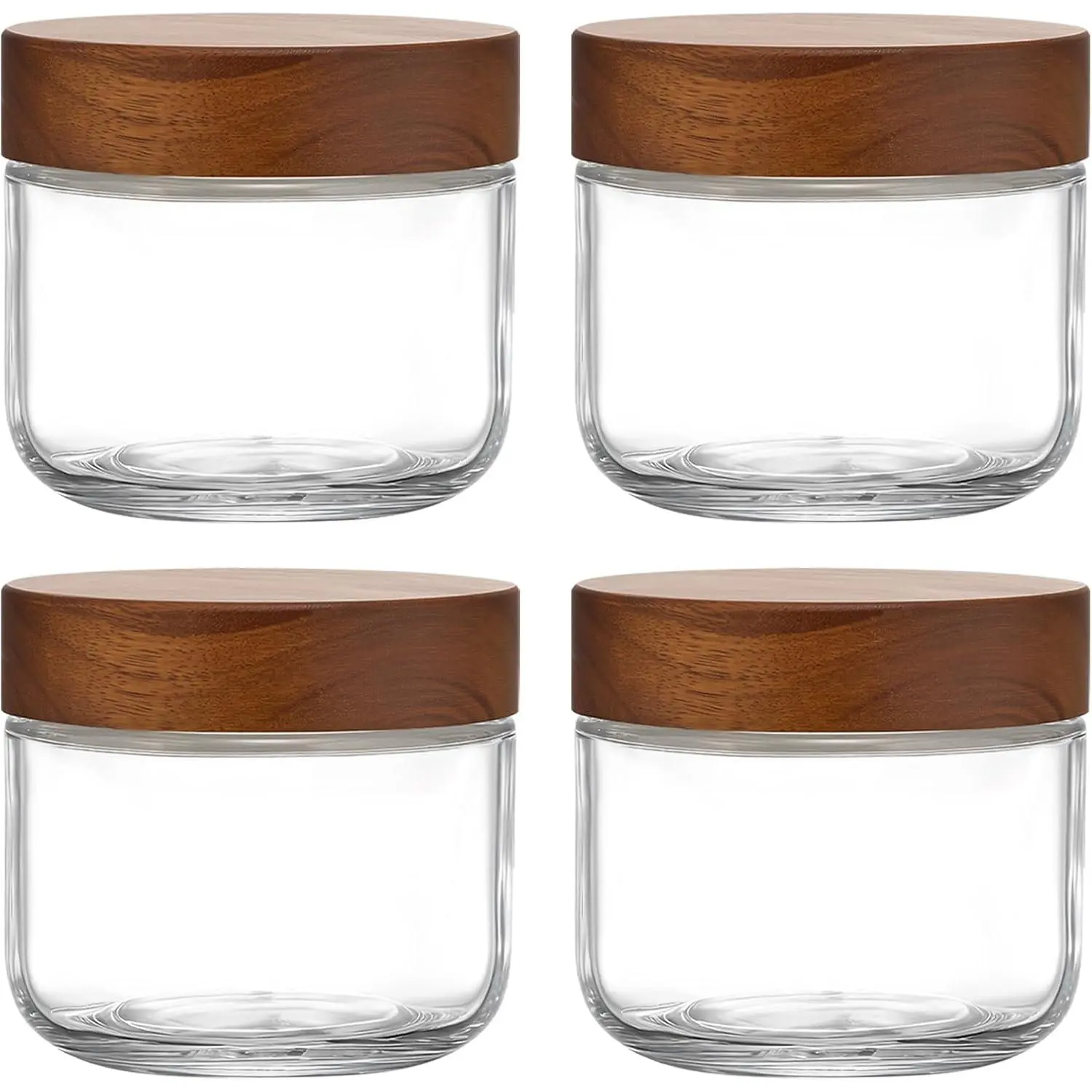 8 oz Overnight Oats Containers with ,Glass Jars with  4 Pack | Wooden Lid,Meal Prep,Yogurt,Leftovers,Leak-proof,Dishwasher Safe(remove ),Fridge Safe,Portable,Stackable