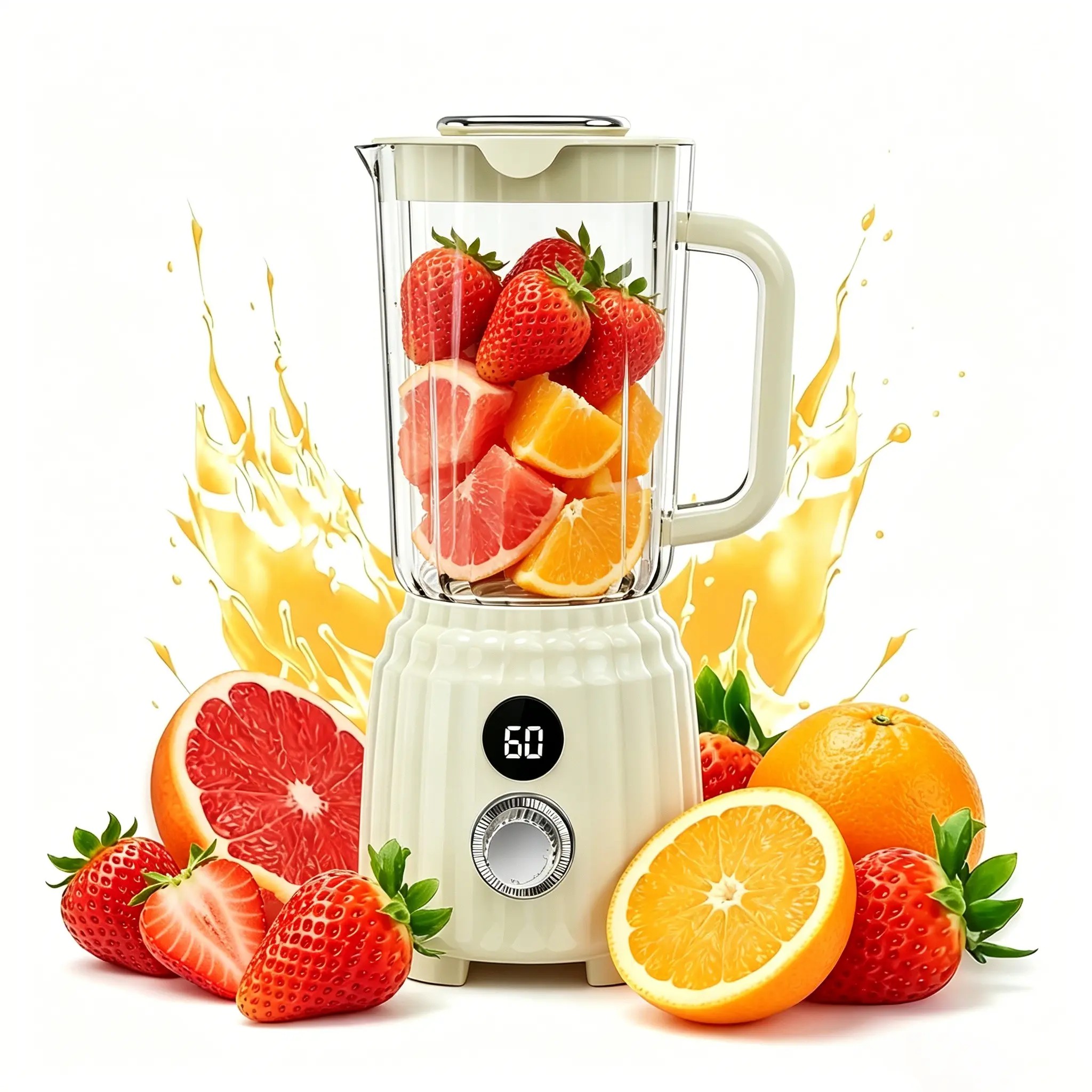 600 ML Portable Compact Design Juicer Cup Wireless USB Rechargeable Compact Personal Blender with LED Display, 10 Blades Ice Crushing Smoothie Maker for Travel Gym Home Outdoor