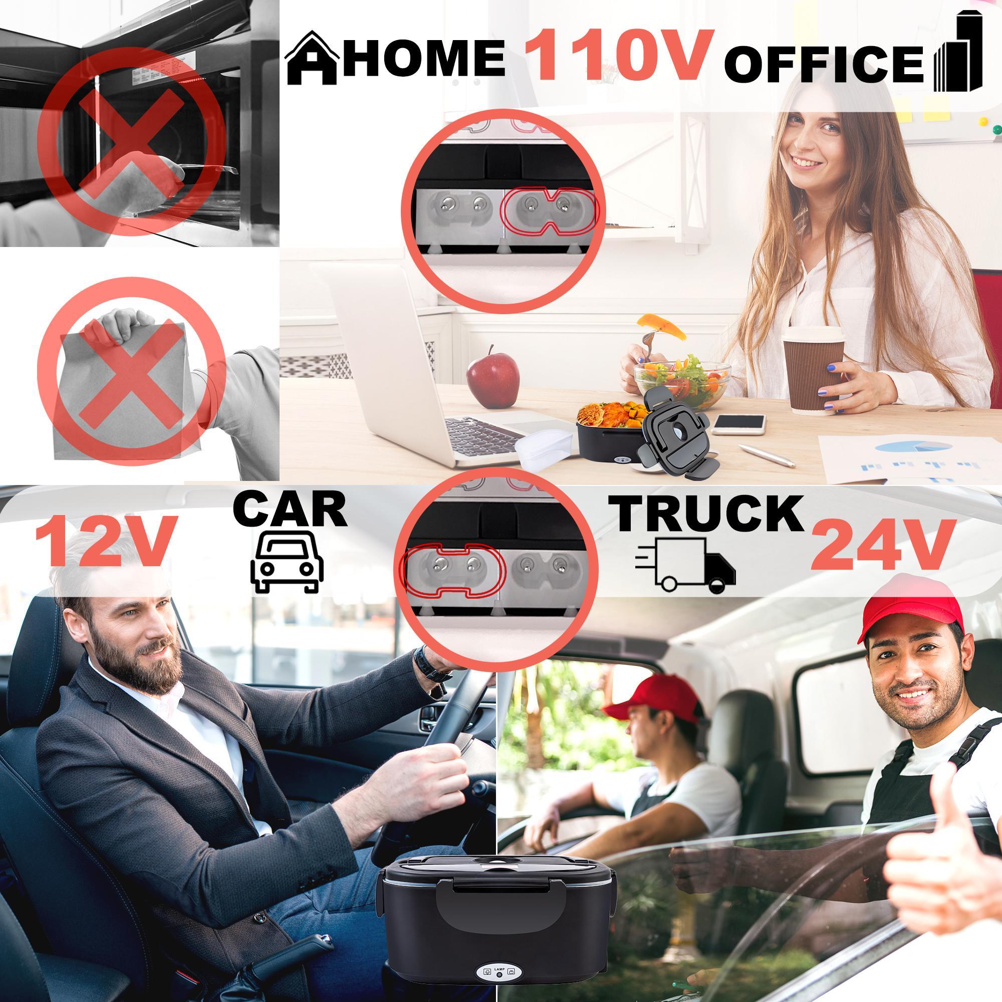 Nifogo Electric Lunch Box, 100W Food Heater 1,8L for Adults Portable Food Heater with Tableware and Lunch Bag, Car & Home Portable Electronic Food Heater for Home Office Travel