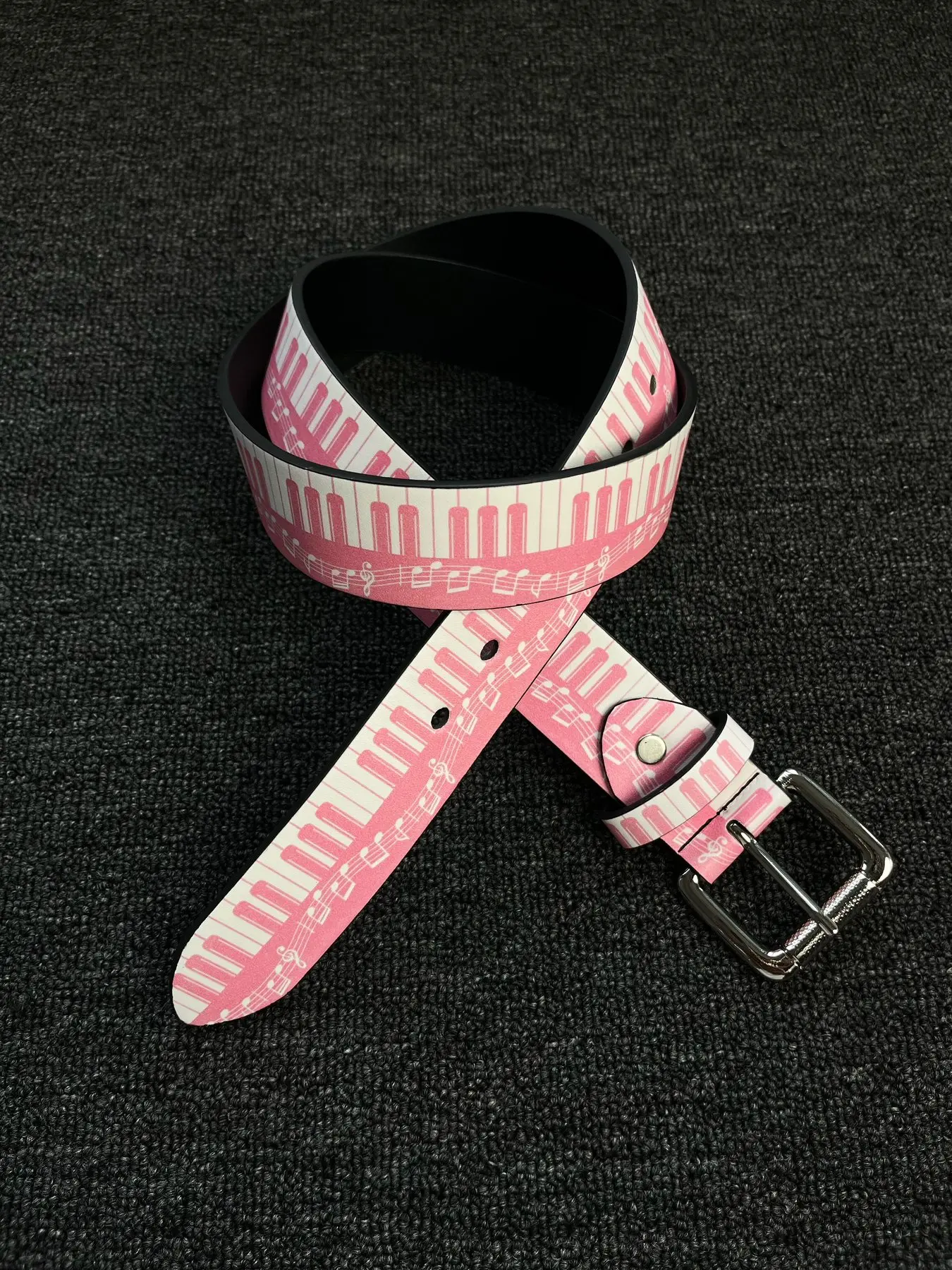 Suitable for both men and women Pink and white piano key, needle buckle, personalized dressing, niche design, creative texture, millennium style belt, fashionable, Printed Belt