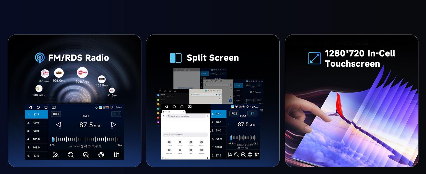 Rimoody 4+64GB Car Stereo Radio for Honda CR-V (2007–2011), Wireless CarPlay and Android Auto, 9-inch Touchscreen Display, Bluetooth Audio Receiver, GPS Support, Wi-Fi, Backup Camera, FM/RDS, Hi-Fi, Steering Wheel Controls (SWC)