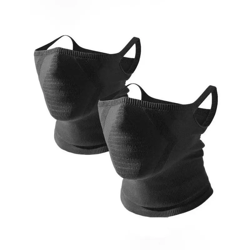 2-Pack Adults Athletic Face Masks, Fleece Cotton Breathable Windproof Half Face Sport Masks with Ear Loops, Comfortable Winter Outdoor Mask for Running, Cycling, Hiking & Training Use