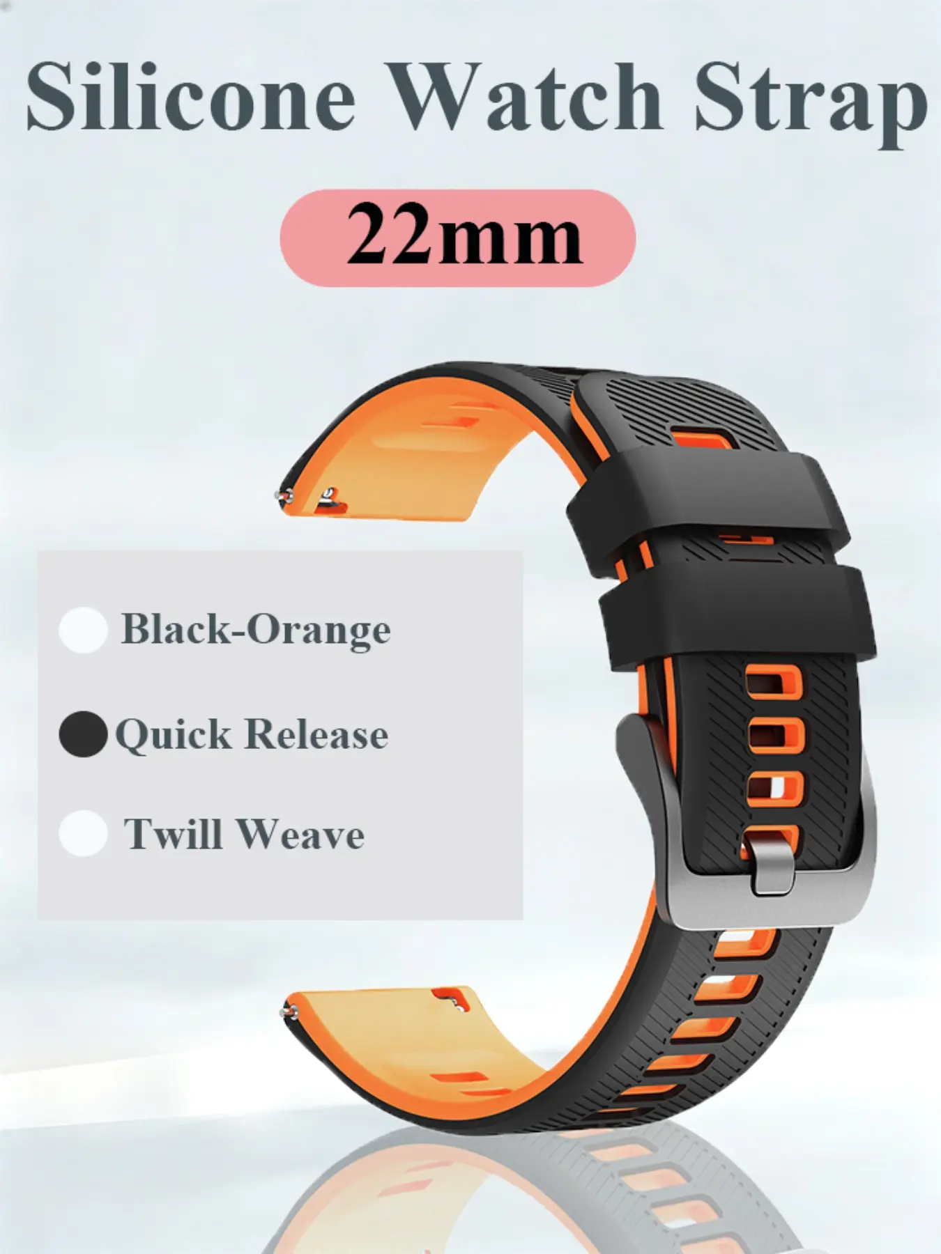 22mm Sports Breathable Silicone Watchband, Quick-Release Strap, Adjustable And Replaceable Strap, For Suunto Watch Spartan Sport Vertical 2/Run/Race 2/Ocean, For Garmin Watch Venu4-45mm/3/2 Vivoactive 4/Forerunner 745/Forerunner 265 255, Soft And Durable