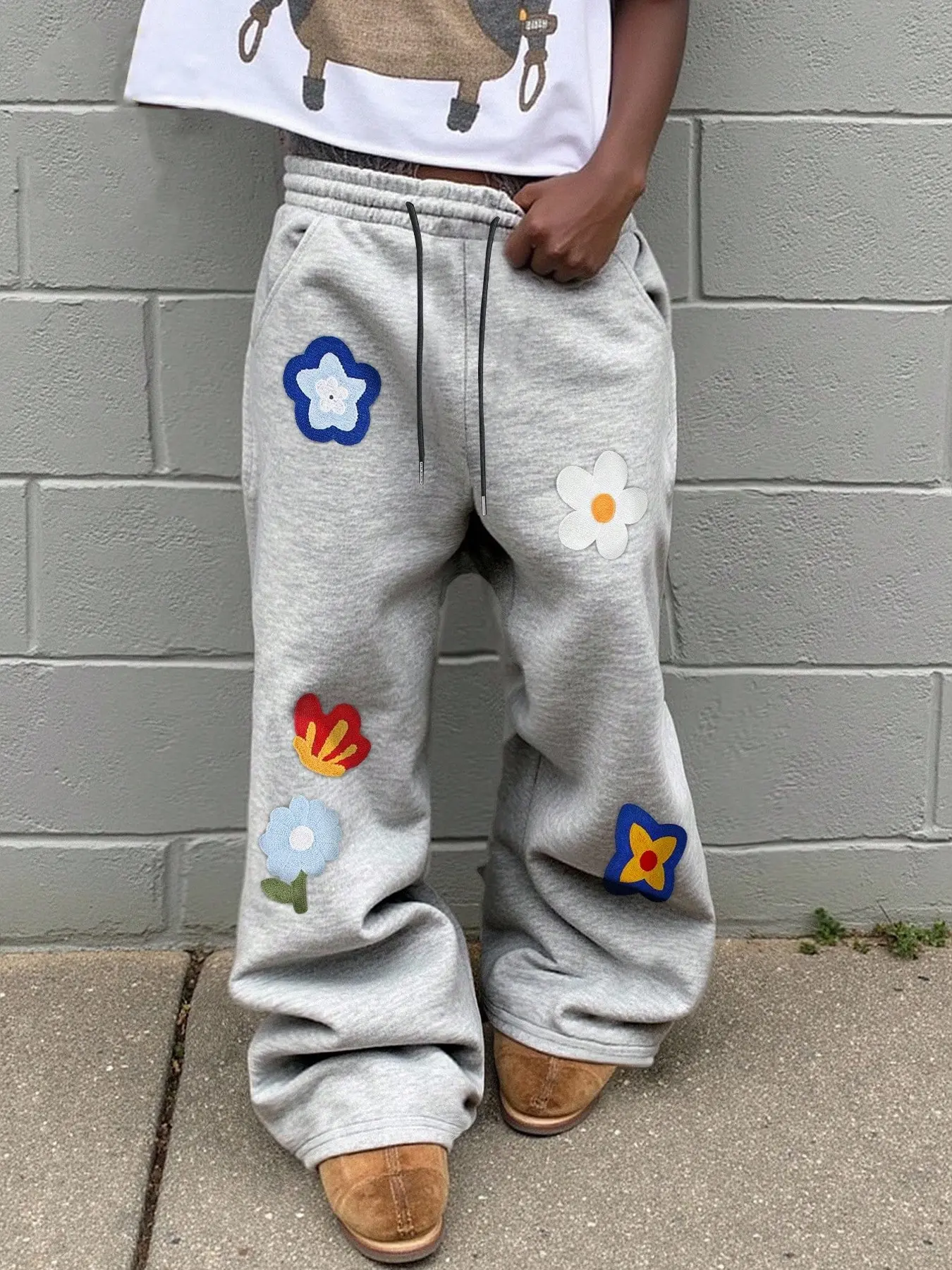 Men's Casual Loose Waist Drawstring Sports Pants, Straight Leg Wide Leg Sweatpants, Versatile Athletic Wear, Street Style Joggers