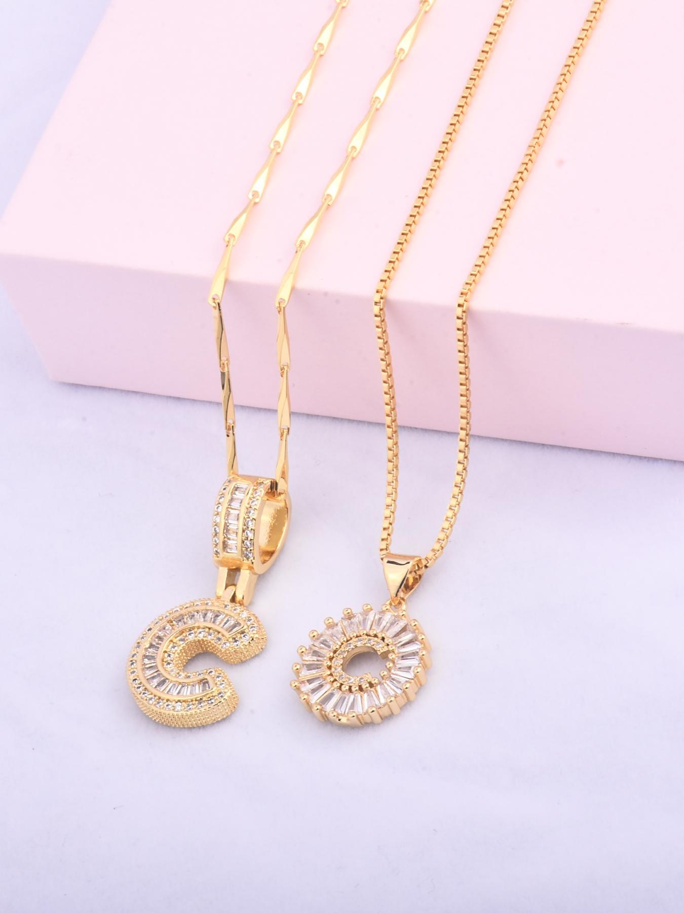 Initials Necklace with Box, 26 Letters Pendant Necklace for Women & Girls, Fashion Jewelry for Party, Daily Decor, Trendy All-match & Exquisite Jewelry for Birthday Gift, Initial Necklace Set