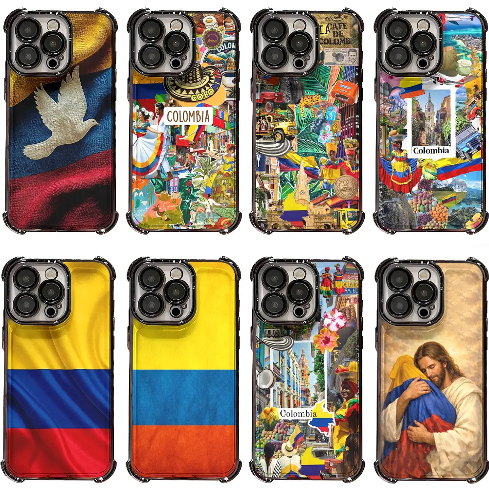 Colombian Flag Phone Cases for iPhone 17 Air 16 Pro Max 15 14 Plus 13 12 11, Four Corners Shockproof Clear Soft TPU
